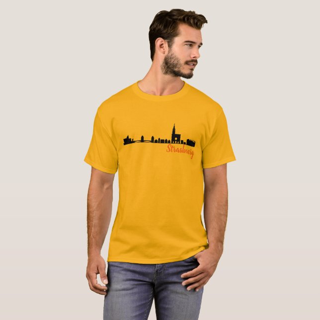 Camiseta Estrasburgo França City Skyline, 2 homens (Frente Completa)