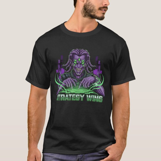 Camiseta Estratégia ganha T-Shirt de Jogador de Alienígena  (Frente)