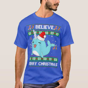Camiseta Estreito Unicórnio de Natal Bonito