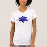 Camiseta Estrela Azul de David<br><div class="desc">Estrela Gráfica de David em azul com flores azuis e espirais.</div>