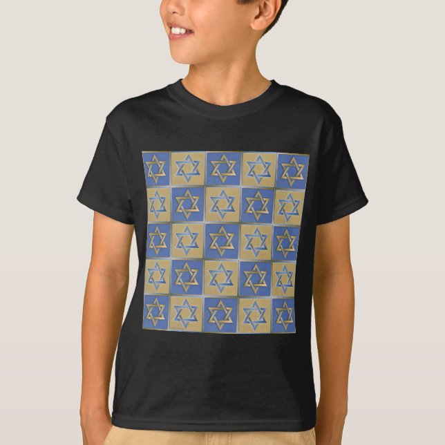 Camiseta Estrela Azul Dourada de David Art Panels (Frente)