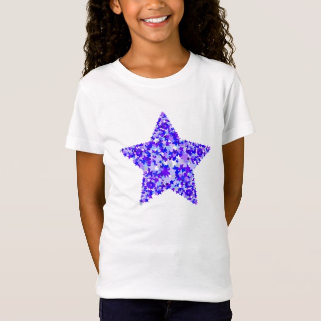 Camiseta Estrela azul e roxa das estrelas (Frente)