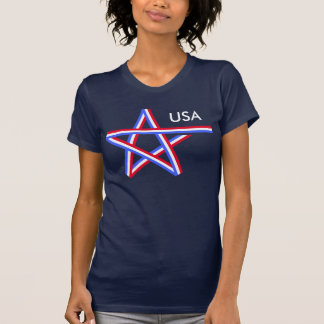 Camiseta Estrela branca e azul vermelha