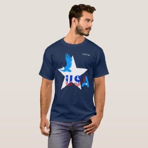 Camiseta Estrela branca, Eagle corajoso, EUA, texto feito