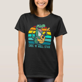 Camiseta Estrela Croc e Roll Música Divertida de Crocodilo