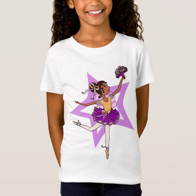 Camiseta Estrela da bailarina no rosa com parte superior do (Frente)