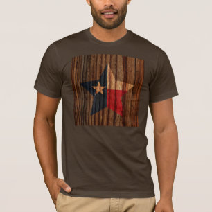 Camiseta Estrela da bandeira de Texas no tema de madeira