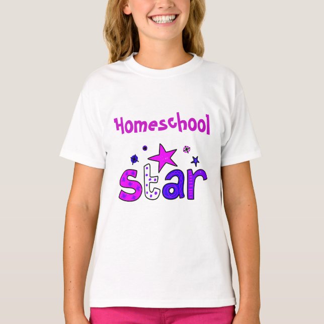 Camiseta Estrela da escola doméstica roxa (Frente)