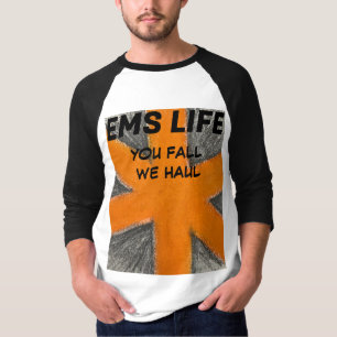 Camiseta Estrela da vida laranja e grafite EMT masculina