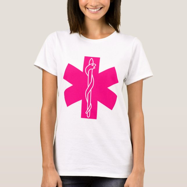 Camiseta Estrela da Vida Rosa Paramédico (Frente)