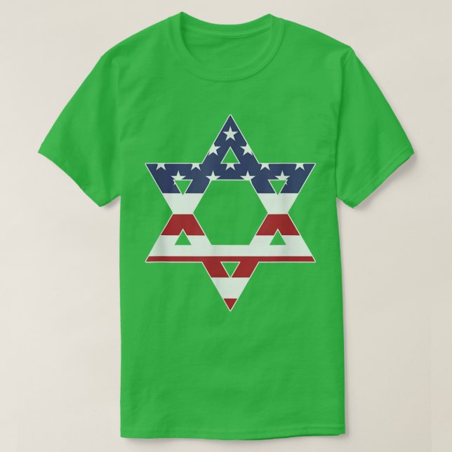 Camiseta Estrela De Bandeira Americana De David Jewish Hanu (Frente do Design)
