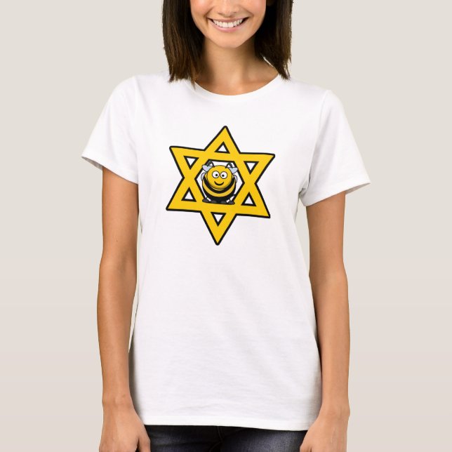 Camiseta Estrela de Davi judaica com uma Abelha Melífera (Frente)