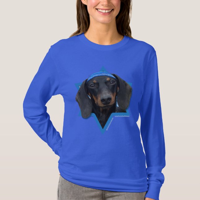 Camiseta Estrela de David de Hanukkah - Dachshund - Winston (Frente)