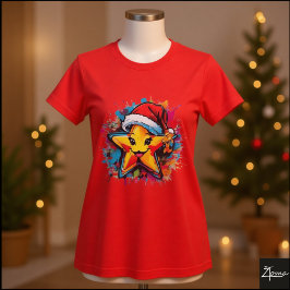 Camiseta Estrela de desenho animado vibrante com chapéu de 