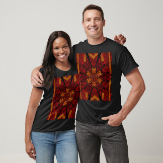 Camiseta Estrela de Fogo Dourado Gráfico Floral Boêmio