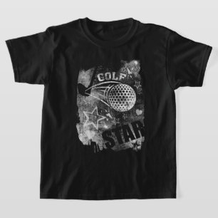 Camiseta Estrela de Golfe, Golfe Negro Grunge