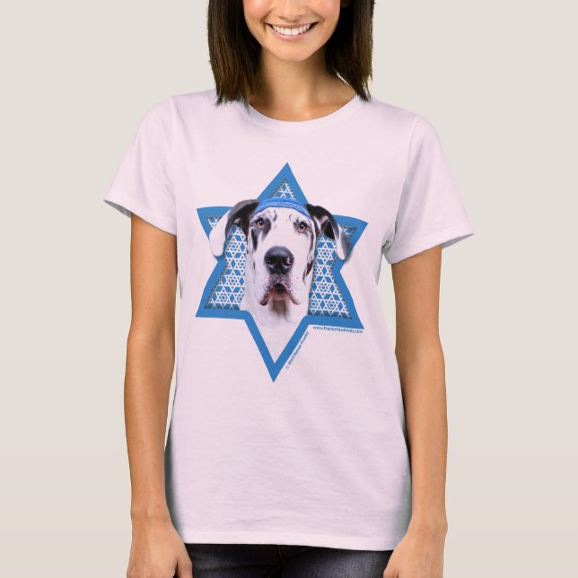 Camiseta Estrela de Hanukkah de David - Grande Dane - Harle (Frente)