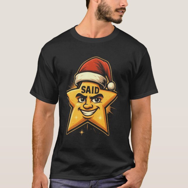 Camiseta Estrela de Natal engraçada com Santa Hat - Persona (Frente)