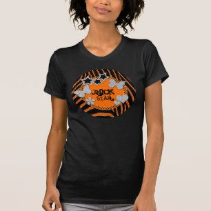 Camiseta Estrela de Rocha Negra Laranja Zebra com Largura