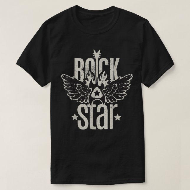 Camiseta Estrela de Rock Antiga (Frente do Design)