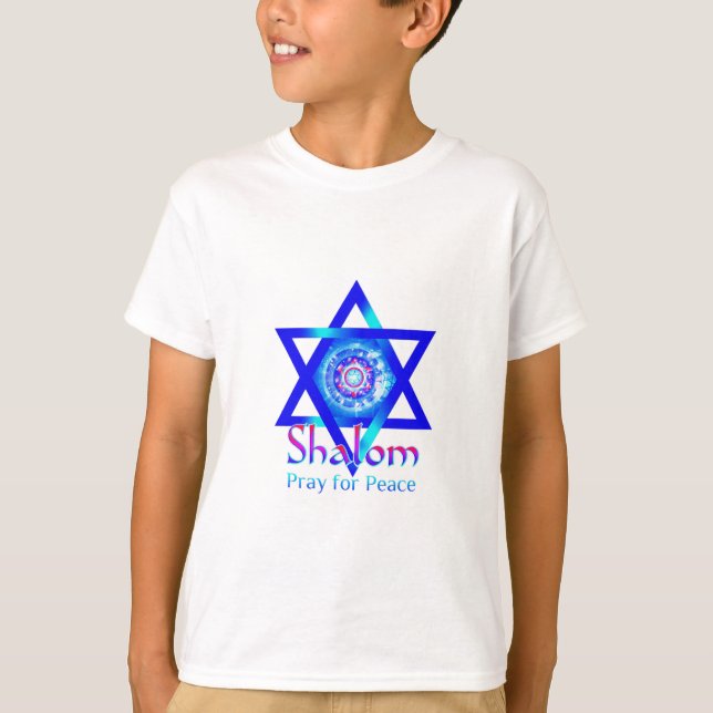 Camiseta Estrela de SHALOM de David_Pray para a paz de (Frente)