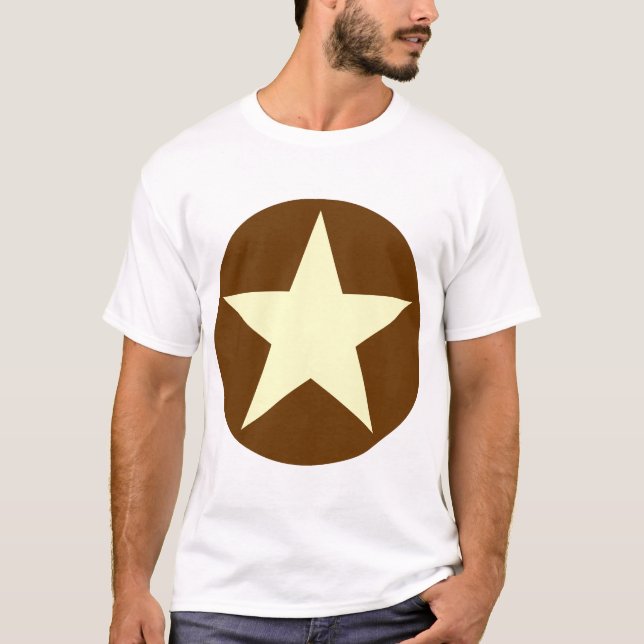 Camiseta Estrela dentro de um círculo - Creme com castanho (Frente)