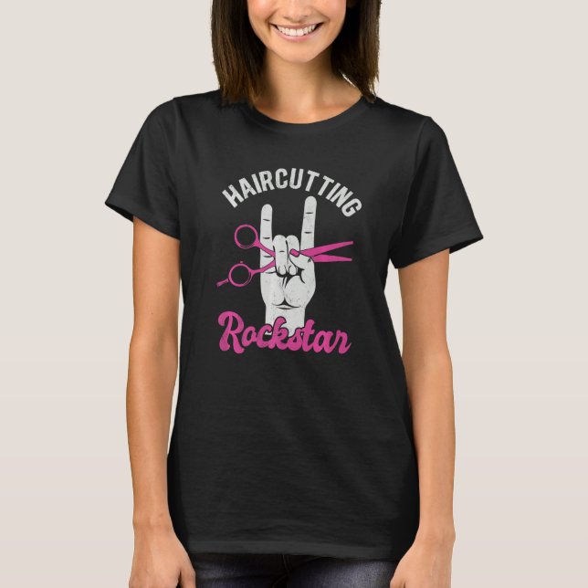 Camiseta estrela do corte de cabelo, cabeleireira engraçada (Frente)