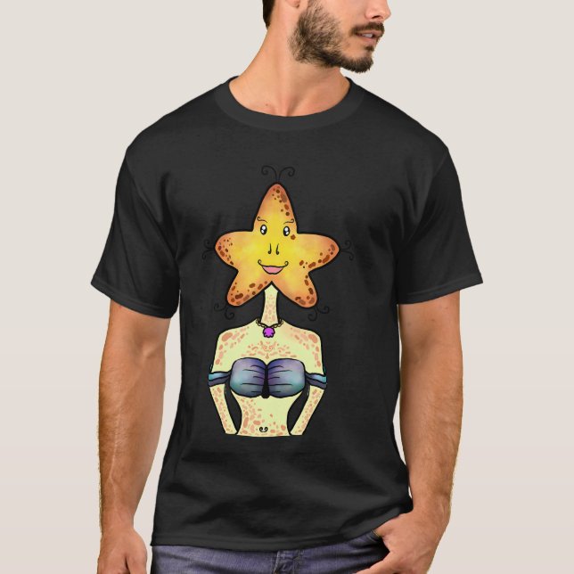 Camiseta estrela-do-mar de desenho animado (Frente)