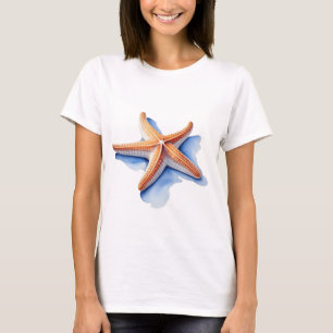 Camiseta Estrela-do-mar e Silhueta Azul