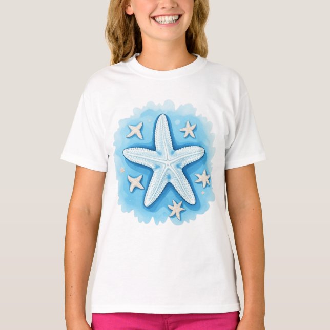 Camiseta Estrela-do-mar em Azul (Frente)
