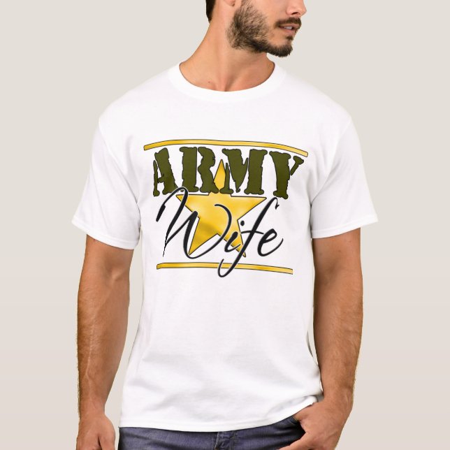 Camiseta Estrela do ouro da esposa do exército (Frente)