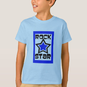 Camiseta Estrela do rock, azul, design preto e branco