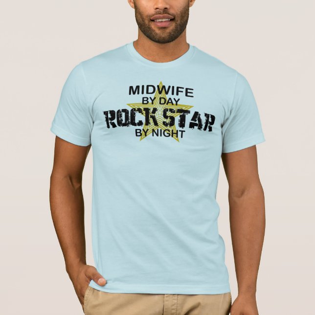 Camiseta Estrela do rock da parteira em a noite (Frente)