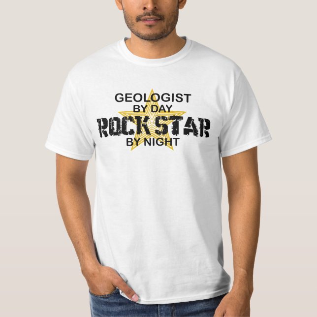 Camiseta Estrela do rock do geólogo em a noite (Frente)