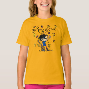 Camiseta Estrela do rock do menino do cabelo preto