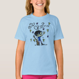 Camiseta Estrela do rock do menino do cabelo preto