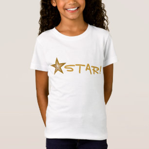 Camiseta Estrela "Dourado" "ESTRELA!" menina pequena do