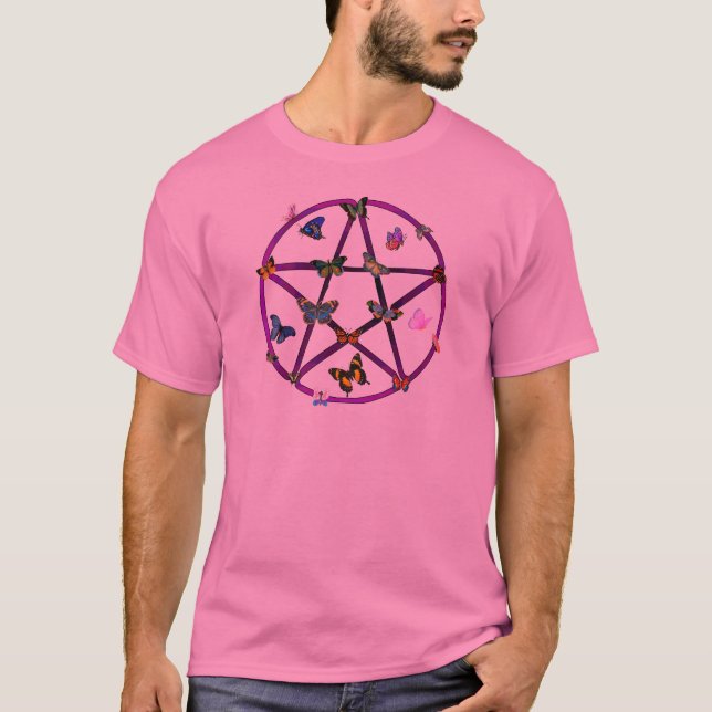 Camiseta Estrela e borboletas de Wiccan (Frente)
