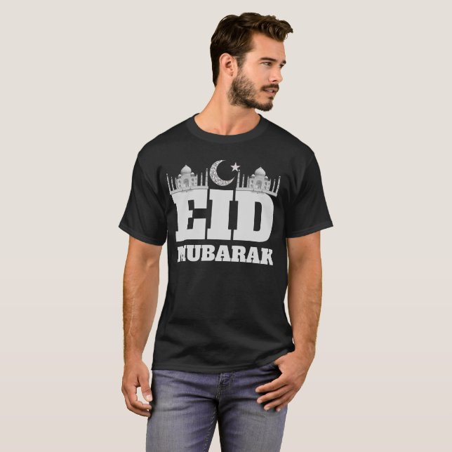 Camiseta Estrela e crescente de Eid Mubarak (Frente Completa)