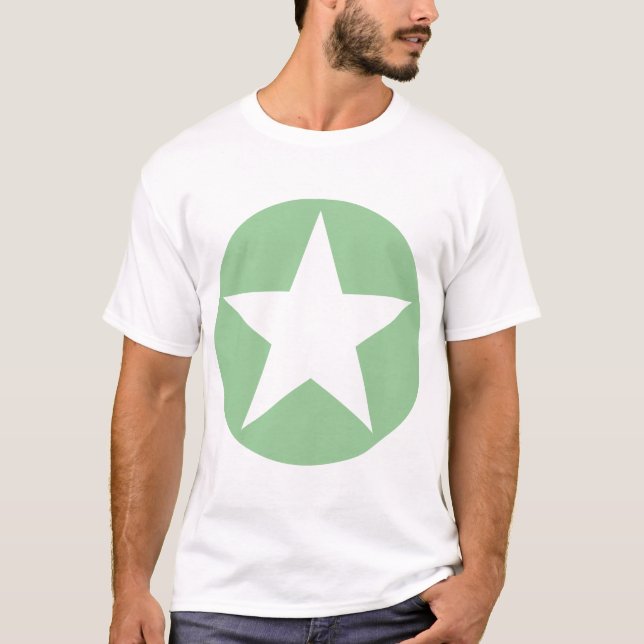 Camiseta Estrela em círculo - Verde esmaecido (Frente)