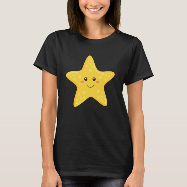 Camiseta Estrela Feliz de Starfish Engraçada para Crianças (Frente)