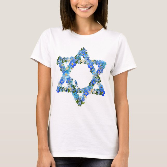 Camiseta Estrela Floral Azul De David Jewish (Frente)