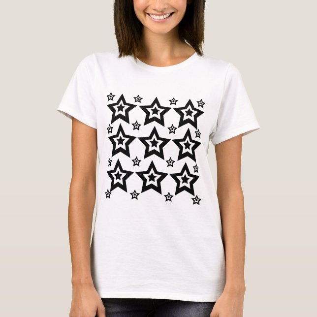 Camiseta Estrela Geométrica Negra e Branca (Frente)