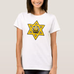 Camiseta Estrela Judaica de David com Abelha Mel<br><div class="desc">Estrela amarela brilhante de David com uma abelha de mel. Excelente para Rosh Hashanah ou Chanukah.</div>