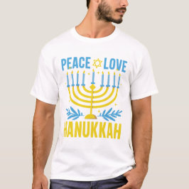Camiseta Estrela Menorah de David Azul Amarelo Branco