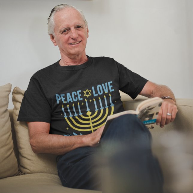 Camiseta Estrela Menorah de David Blue Yellow Hanukkah (Criador carregado)