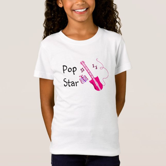 Camiseta Estrela Pop Guitarra Rosa (Frente)