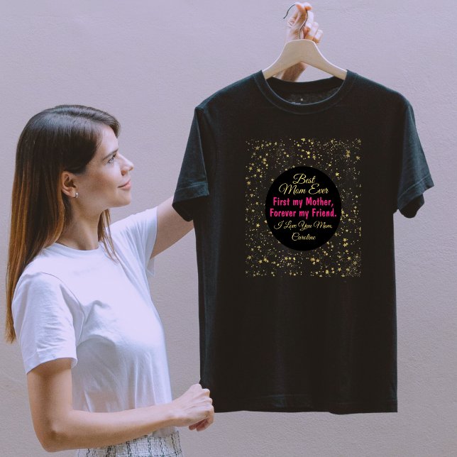 Camiseta Estrela Rosa Negra Melhor Mãe Dia de as mães Moder (Criador carregado)