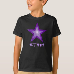 Camiseta Estrela roxa "ESTRELA!" caçoa o preto do t-shirt