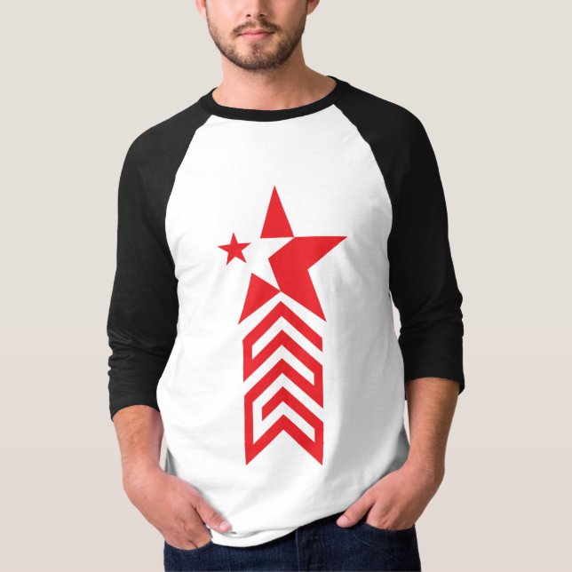 Camiseta Estrela Vermelha com Setas Chevron (Frente)